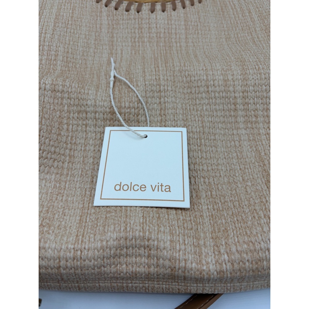 Dolce Vita Lilah Natural Woven Straw Tote Bag Rattan Round Handle Crossbody NEW - Picture 5 of 7